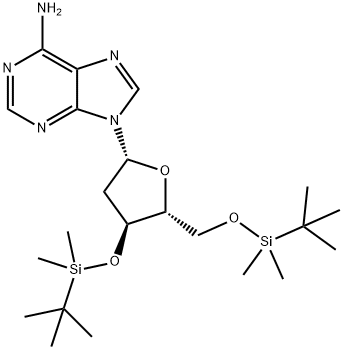 9-((2R,4S,5R)-4-((叔丁基二甲基硅烷基)氧基)-5-(((叔丁基二甲基硅烷基)氧基)甲基)四氢呋喃-2-基)-9H-嘌呤-6-胺 结构式