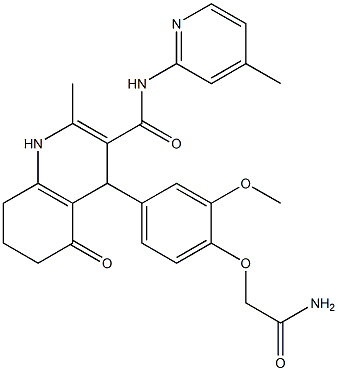 4-[4-(2-amino-2-oxoethoxy)-3-methoxyphenyl]-2-methyl-N-(4-methyl-2-pyridinyl)-5-oxo-1,4,5,6,7,8-hexahydro-3-quinolinecarboxamide 结构式