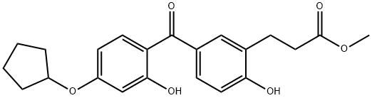 Benzenepropanoic acid, 5-[4-(cyclopentyloxy)-2-hydroxybenzoyl]-2-hydroxy-, Methyl ester 结构式