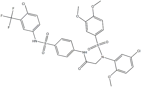 2-{5-chloro[(3,4-dimethoxyphenyl)sulfonyl]-2-methoxyanilino}-N-(4-{[4-chloro-3-(trifluoromethyl)anilino]sulfonyl}phenyl)acetamide 结构式