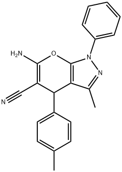 6-氨基-3-甲基-1-苯基-4-(对甲苯基)-1,4-二氢吡喃并[2,3-C]吡唑-5-甲腈 结构式