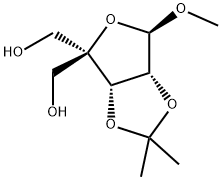 4-C-羟甲基-2,3-O-异亚丙基-1-O-甲基-Β-D-呋喃核糖 结构式