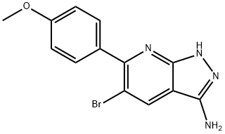 5-bromo-6-(4-methoxyphenyl)-1H-pyrazolo[3,4-b]pyridin-3-amine 结构式
