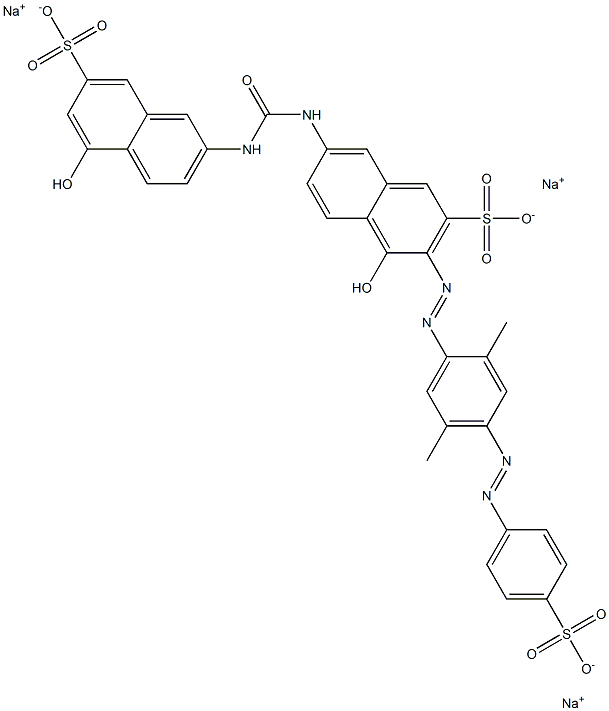 2-Naphthalenesulfonic acid, 3-[[2,5-dimethyl-4-[(4-sulfophenyl)azo]phenyl]azo]-4-hydroxy-7-[[[(5-hydroxy-7-sulfo-2-naphthalenyl)amino]carbonyl]amino]-, trisodium salt 结构式