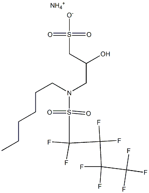 3-(N-己基1,1,2,2,3,3,4,4,4-九氟丁烷磺酰胺基)-2-羟基丙烷-1-磺酸铵 结构式