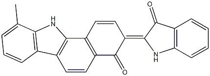 4H-Benzo[a]carbazol-4-one, 3-(1,3-dihydro-3-oxo-2H-indol-2-ylidene)-3,11-dihydro-10-methyl- 结构式