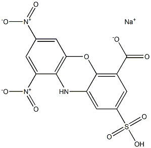 10H-Phenoxazine-4-carboxylic acid, 7,9-dinitro-2-sulfo-, monosodium salt 结构式