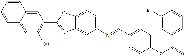 4-({[2-(3-hydroxy-2-naphthyl)-1,3-benzoxazol-5-yl]imino}methyl)phenyl 3-bromobenzoate 结构式