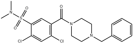 5-[(4-benzyl-1-piperazinyl)carbonyl]-2,4-dichloro-N,N-dimethylbenzenesulfonamide 结构式