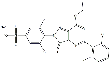 1H-Pyrazole-3-carboxylic acid, 4-[(2-chloro-6-methylphenyl)azo]-1-(2-chloro-6-methyl-4-sulfophenyl)-4,5-dihydro-5-oxo-, 3-ethyl ester, sodium salt 结构式