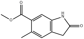1H-Indole-6-carboxylic acid, 2,3-dihydro-5-methyl-2-oxo-, methyl ester 结构式