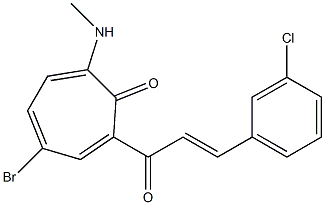 4-bromo-2-[3-(3-chlorophenyl)acryloyl]-7-(methylamino)-2,4,6-cycloheptatrien-1-one 结构式