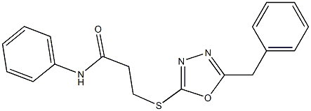 3-[(5-benzyl-1,3,4-oxadiazol-2-yl)sulfanyl]-N-phenylpropanamide 结构式