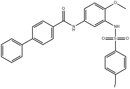 N-(3-(4-氟苯基磺酰氨基)-4-甲氧基苯基)-[1,1'-联苯]-4-甲酰胺 结构式
