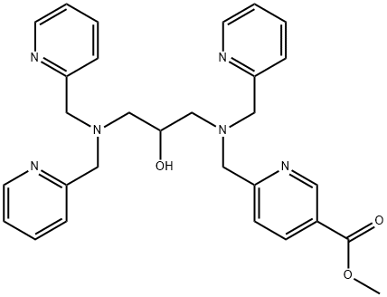 methyl 6-(((3-(bis(pyridin-2-ylmethyl)amino)-2-hydroxypropyl)(pyridin-2-ylmethyl)amino)methyl)nicotinate 结构式