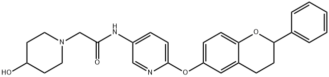 1-Piperidineacetamide, N-[6-[(3,4-dihydro-2-phenyl-2H-1-benzopyran-6-yl)oxy]-3-pyridinyl]-4-hydroxy- 结构式