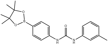 N-(3-甲基苯基)-N'-[4-(4,4,5,5-四甲基-1,3,2-二氧硼杂环戊烷-2-基)苯基]脲 结构式