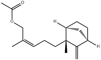 2-Penten-1-ol, 2-methyl-5-[(1S,2R,4R)-2-methyl-3-methylenebicyclo[2.2.1]hept-2-yl]-, acetate, (2Z)- 结构式