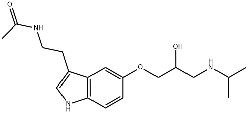 N-(2-{5-[2-hydroxy-3-(isopropylamino)propoxy]-1H-indol-3-yl}ethyl)acetamide 结构式