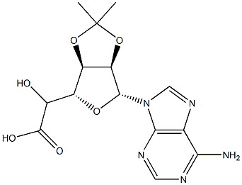 1-(6-氨基-9H-嘌呤-9-基)-1,5-二脱氧-2,3-O-(1-甲基亚乙基)-BETA-D-呋喃核己糖醛酸 结构式