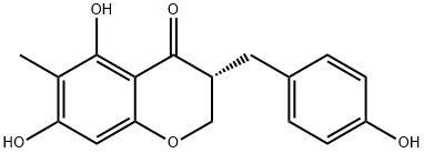 (3R)-5,7-Dihydroxy-6-methyl-3-(4'-hydroxybenzyl)chroman-4-one 结构式