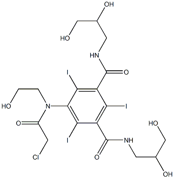 5-[2-chloro-N-(2-hydroxyethyl)acetamido]-N1,N3-bis(2,3-dihydroxypropyl)-2,4,6-triiodobenzene-1,3-dicarboxamide 结构式