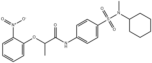 N-(4-{[cyclohexyl(methyl)amino]sulfonyl}phenyl)-2-(2-nitrophenoxy)propanamide 结构式