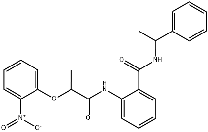 2-{[2-(2-nitrophenoxy)propanoyl]amino}-N-(1-phenylethyl)benzamide 结构式