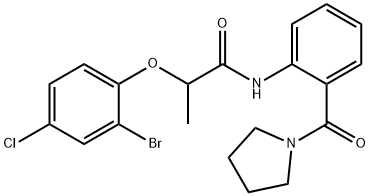 2-(2-bromo-4-chlorophenoxy)-N-[2-(1-pyrrolidinylcarbonyl)phenyl]propanamide 结构式