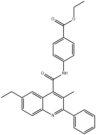 Benzoic acid, 4-[[(6-ethyl-3-methyl-2-phenyl-4-quinolinyl)carbonyl]amino]-, ethyl ester 结构式