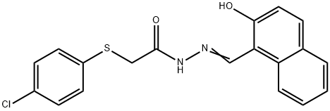 2-[(4-chlorophenyl)sulfanyl]-N'-[(2-hydroxy-1-naphthyl)methylene]acetohydrazide 结构式