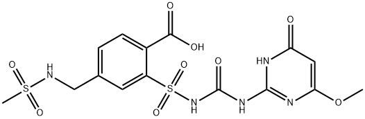 2-(N-((4-METHOXY-6-OXO-1,6-DIHYDROPYRIMIDIN-2-YL)CARBAMOYL)SULFAMOYL)-4-(METHYLSULFONAMIDOMETHYL)BENZOIC ACID 结构式