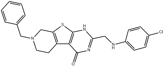 7-benzyl-2-[(4-chloroanilino)methyl]-5,6,7,8-tetrahydropyrido[4',3':4,5]thieno[2,3-d]pyrimidin-4(3H)-one 结构式