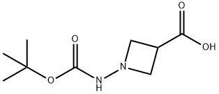1-((叔丁氧基羰基)氨基)氮杂环丁烷-3-羧酸 结构式