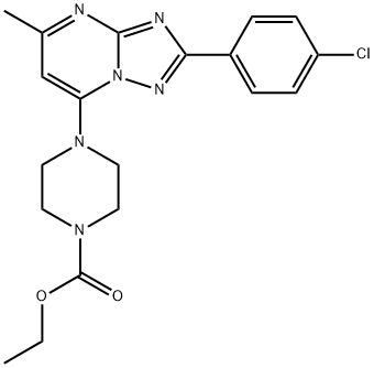 4-[2-(4-氯苯基)-5-甲基-[1,2,4]三唑并[1,5-A]嘧啶-7-基]哌嗪-1-甲酸乙酯 结构式