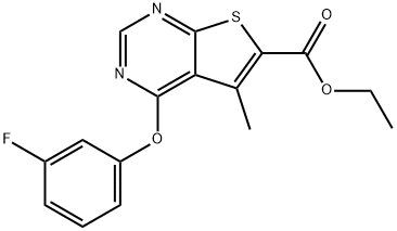 ethyl 4-(3-fluorophenoxy)-5-methylthieno[2,3-d]pyrimidine-6-carboxylate 结构式