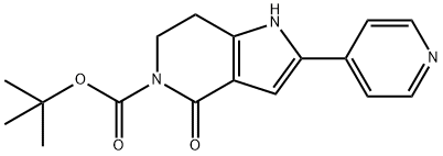 5H-Pyrrolo[3,2-c]pyridine-5-carboxylic acid, 1,4,6,7-tetrahydro-4-oxo-2-(4-pyridinyl)-, 1,1-dimethylethyl ester 结构式