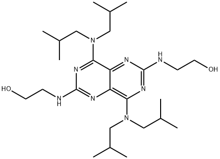 2,2'-[[4,8-Bis[bis(2-methylpropyl)amino]pyrimido[5,4-d]pyrimidine-2,6-diyl]diimino]bis-ethanol 结构式