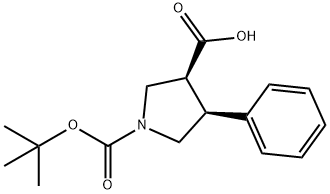 (3S,4S)-1-BOC-4-苯基吡咯烷-3-甲酸 结构式