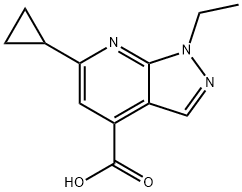 6-cyclopropyl-1-ethyl-1H-pyrazolo[3,4-b]pyridine-4-carboxylic acid 结构式