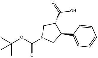 (3R,4S)-1-(叔丁氧基羰基)-4-苯基吡咯烷-3-羧酸 结构式