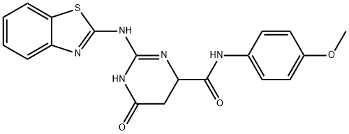 2-(1,3-benzothiazol-2-ylamino)-N-(4-methoxyphenyl)-6-oxo-1,4,5,6-tetrahydropyrimidine-4-carboxamide 结构式