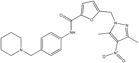 5-({4-nitro-3,5-dimethyl-1H-pyrazol-1-yl}methyl)-N-[4-(1-piperidinylmethyl)phenyl]-2-furamide 结构式