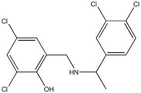 2,4-dichloro-6-({[1-(3,4-dichlorophenyl)ethyl]amino}methyl)phenol 结构式