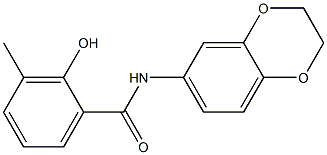 N-(2,3-dihydro-1,4-benzodioxin-6-yl)-2-hydroxy-3-methylbenzamide 结构式