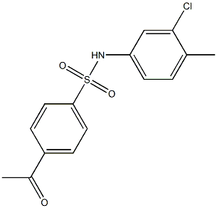 N-(3-chloro-4-methylphenyl)-4-acetylbenzene-1-sulfonamide 结构式