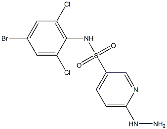 N-(4-bromo-2,6-dichlorophenyl)-6-hydrazinylpyridine-3-sulfonamide 结构式