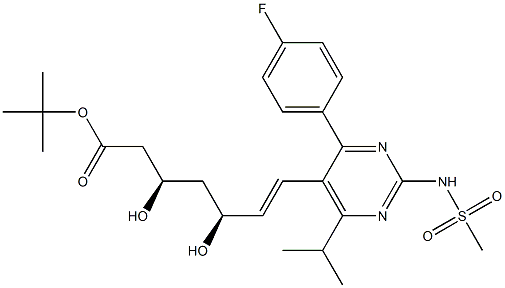 (+)-(3R,5S)-tert-Butyl7-[4-(4-fluorophenyl)-6-isopropyl-2-(N-methylsulphonylamino)pyrimidine-5-yl]-3,5-dihydroxy-6(E)-heptenate 结构式