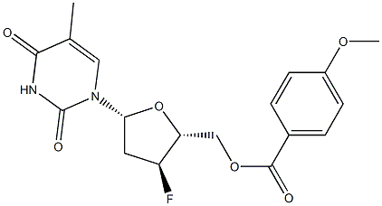 5'-O-Anisoyl-3'-fluoro-3'-deoxythymidine 结构式