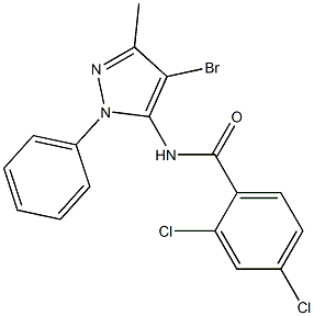 N-(4-bromo-3-methyl-1-phenyl-1H-pyrazol-5-yl)-2,4-dichlorobenzamide 结构式